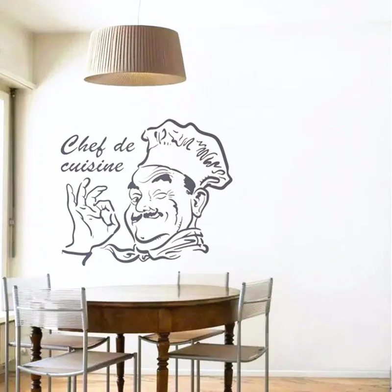 Фото Съемная декоративная наклейка Chef de Kitchen, наклейка на стену, наклейка для кухни, комнаты, украшение дома, настенный постер, настенное искусство №3