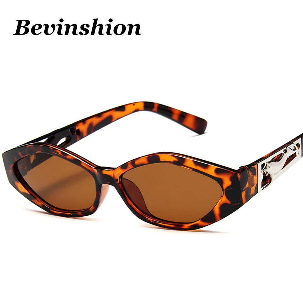 New Sunglasses Fashion Brand Ladies Sun Glasses Small Frame Cat Eye Cool White 3D Leopard Frame Black Yellow Blue Lens
