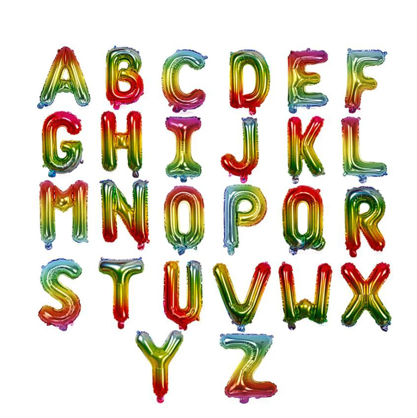 16 дюймовые шары для дня рождения детей фольга градиентные радужные с цифрами
