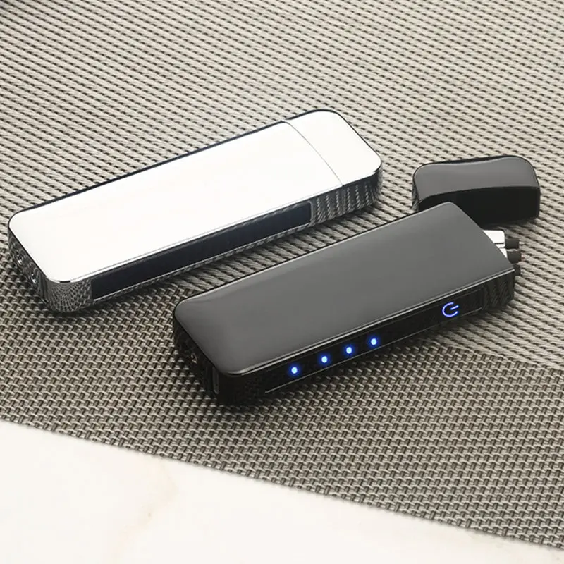 Электронная сигаретная зажигалка с отпечатком пальца, USB, ветрозащитная двойная дуговая электрическая зажигалка, плазменная турбо металлическая зажигалка, подарок на день отца
