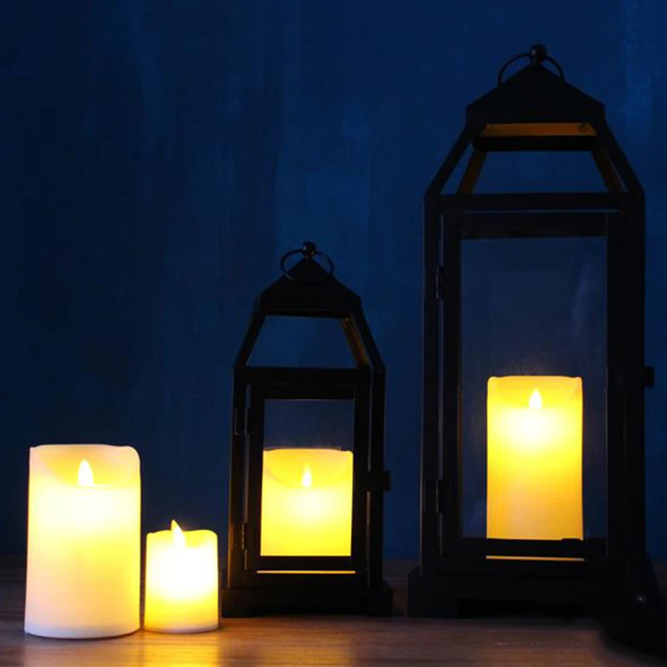 Беспламенная пластиковая Светодиодная свеча-столб свеча для свадьбы дня