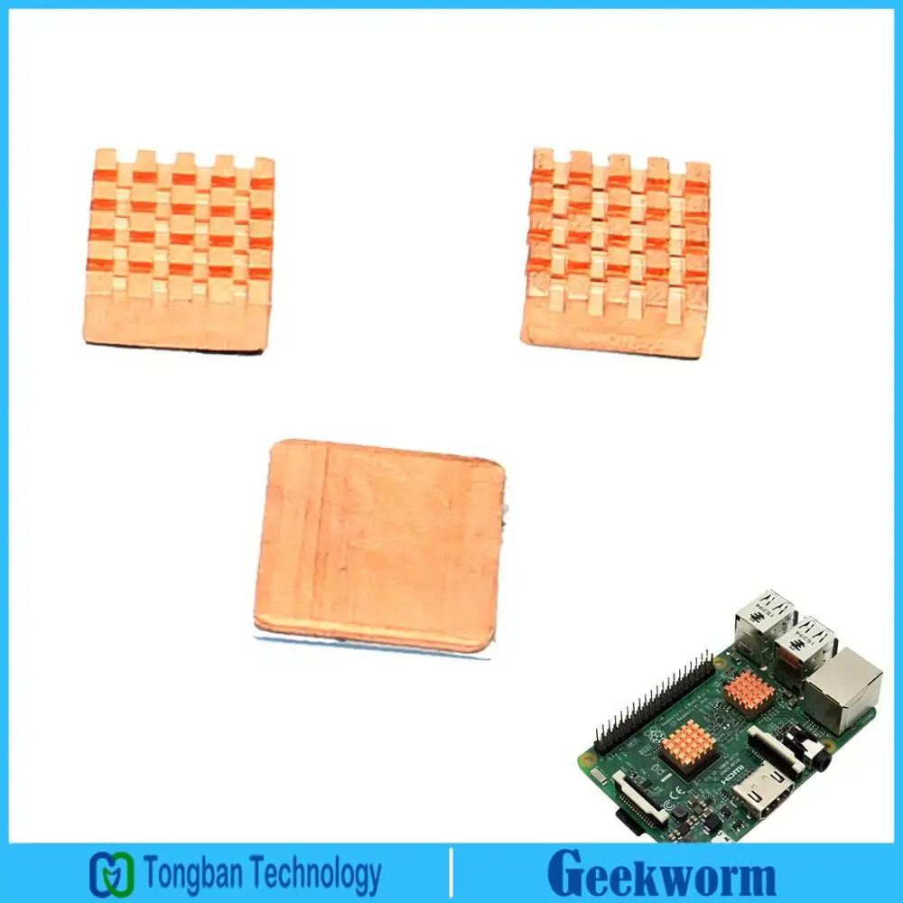 Geekworm Raspberry Pi 3 Model B/2B/B + теплоотвод/теплоотвод (2 листовая Толстая Медная 1 тонкая
