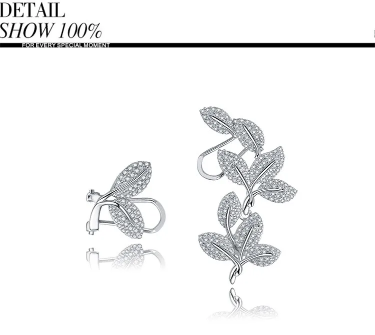LUOTEEMI New Korean Style Luxury Vintage Bijoux Flower Asymmetry Brincos CZ Crystal Cuff Earrings for Women Girl Party Jewelry