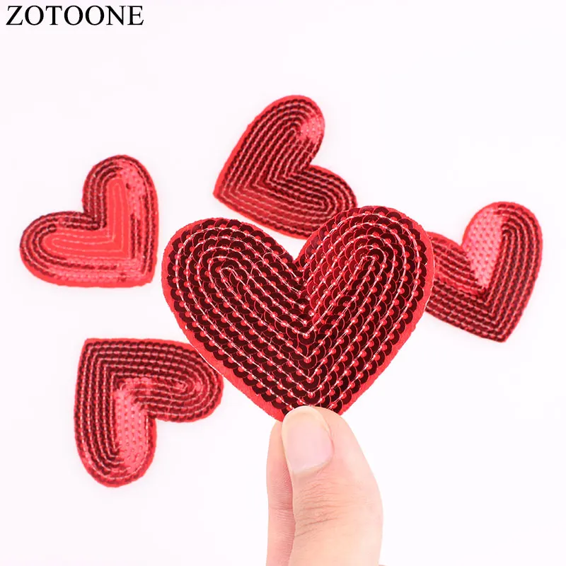 ZOTOONE 10Pcs DIY Love Sequin Patches Sticker For Clothes Embroidery Patch Heart Ironing Applique Iron On Jeans Sew Fabric F | Дом и сад