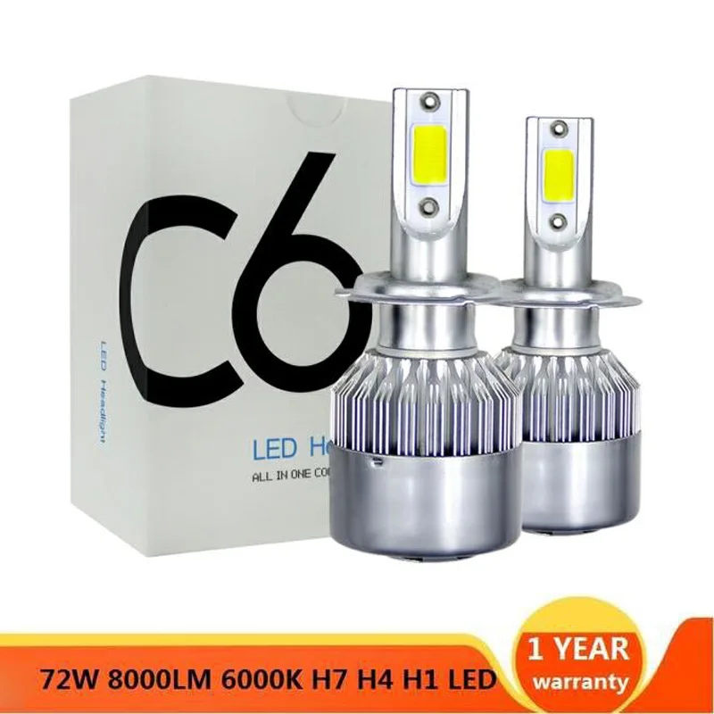 

2pcs H4 LED H1 H3 H7 H11 H8 H9 H27 880 881 9005 HB3 9006 HB4 Led Headlight Bulbs 80W 12000LM Car Styling 6000K Fog Light