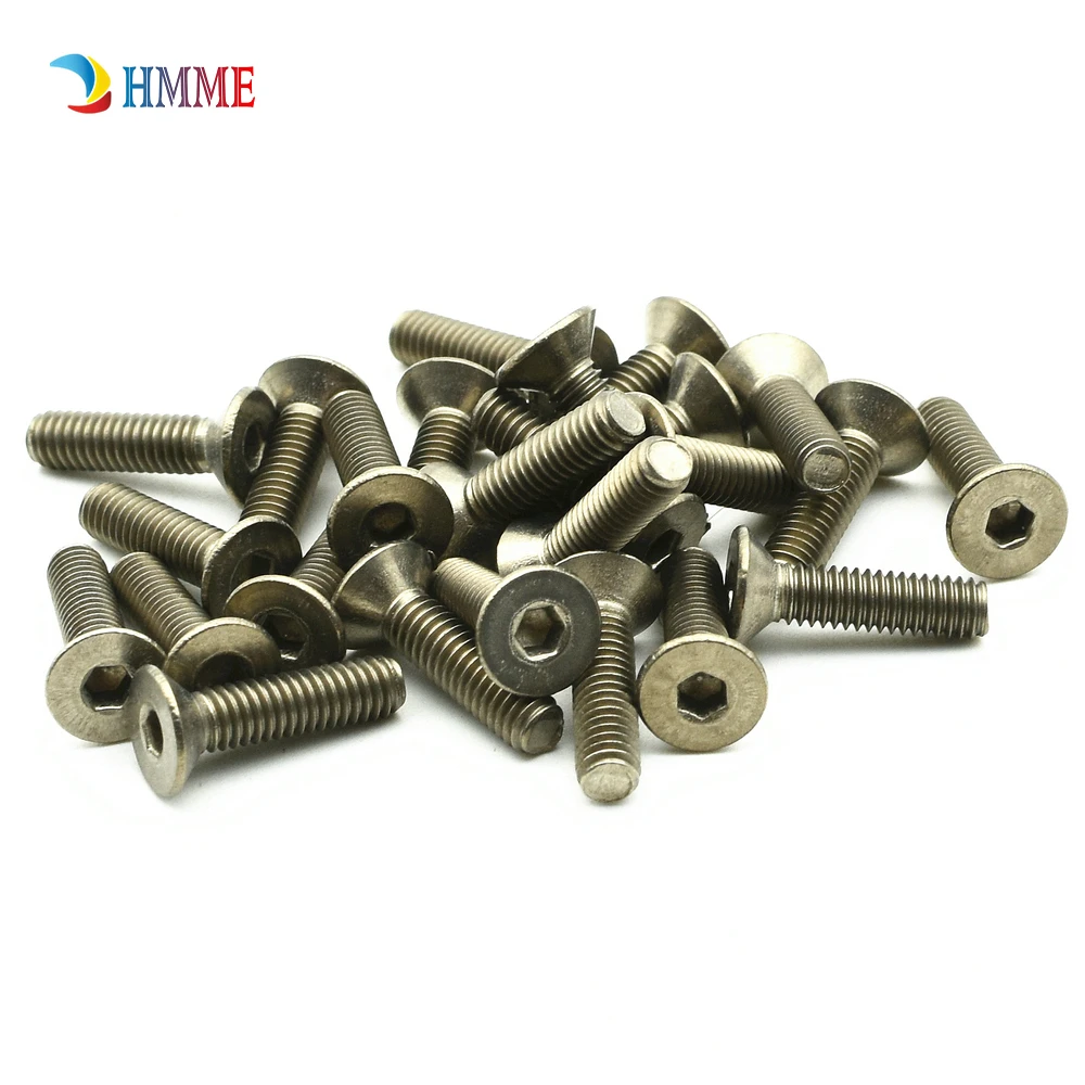Титан винты M4 M5 M6 M8 x6-50mm с плоской головкой винт с потайной головкой и внутренним шестигранником Ti Болт под ключ Аллена Титан винты Ti Застежка 10 шт
