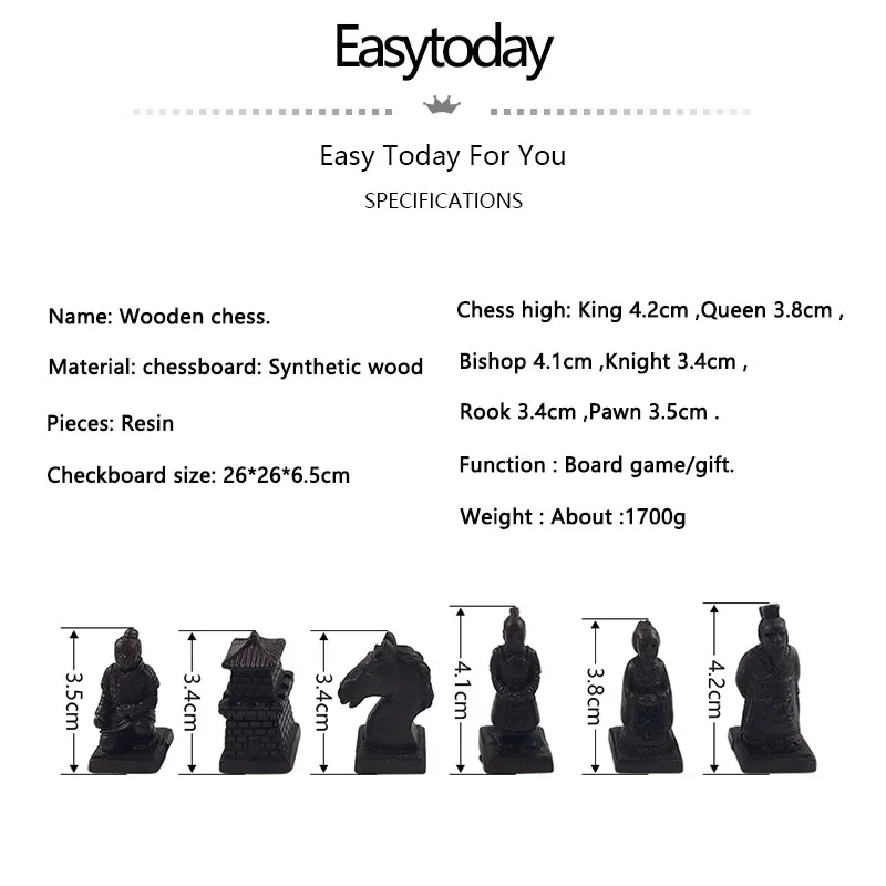 Easytoday деревянный шахматный игровой набор персонаж из смолы моделирование