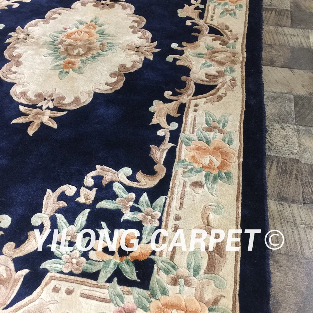 Yilong 3'x5' traditional turkish design luxury blue carpet exquisite hand knotted wool and silk rugs (WY2131M3x5) | Дом и сад