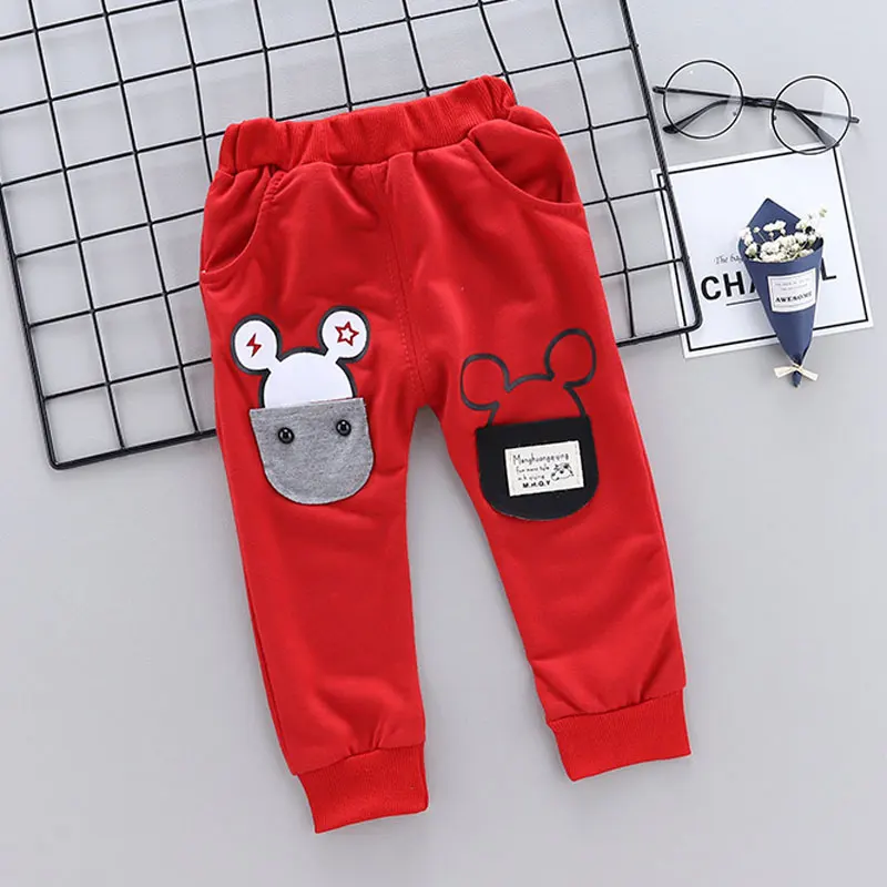 P8860-shu-red Детские штаны модные От 1 до 4 лет штаны с рисунком для маленьких мальчиков и девочек одежда для детей длинные брюки для мальчиков спортивные штаны Весна-Осень - Цвет: P8860-shu-red