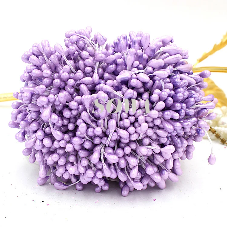 

Free shipping New Wholesale 5mm Double Heads Light Purple Pearl Flower Stamen For Cake Decoration DIY(900pcs/lot)