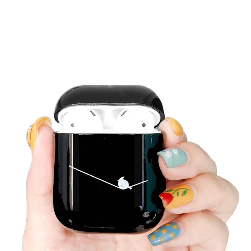 I01048S Милый чехол для Apple airpods, чехол с мультяшным граффити, мессенджем и цитатами, Bluetooth, чехол для наушников Airpods, черный Жесткий Чехол - Цвет: I01048S