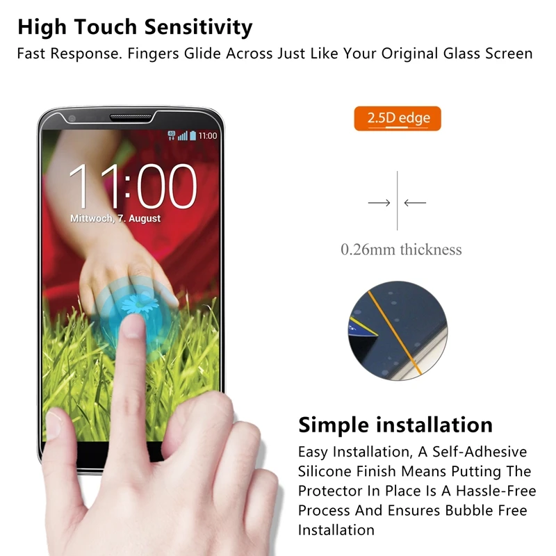 2.5D 0 26 мм 9H Премиум Закаленное стекло для LG G2 Optimus D801 D802 LS980 Защитная пленка *|glass for lg