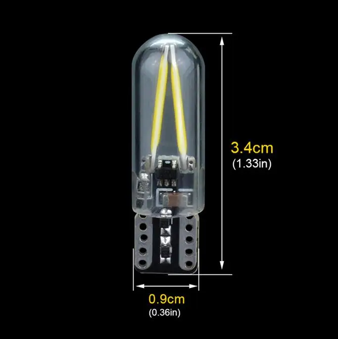 4 шт. T10 W5W led COB стеклянный автомобильный светильник Led накаливания автомобильные