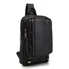 Лидер продаж, Мужская оригинальная кожаная повседневная модная нагрудная Сумка-слинг 10 дюймов, Дизайнерская Дорожная сумка через плечо для планшета Черного Цвета 3080-3