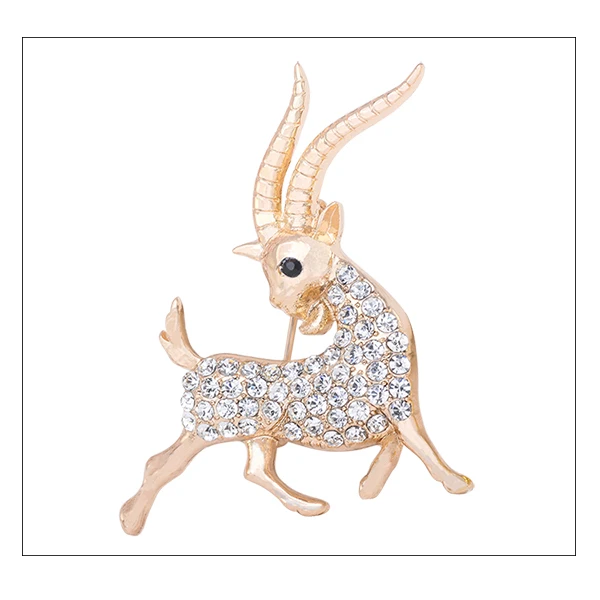 Поддельные золотые ювелирные изделия Белый Кристалл Брошь для одежды панк