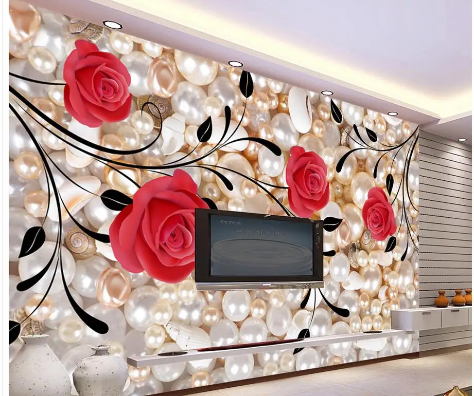 Украшение для дома жемчужные розы пользовательские 3d фото обои