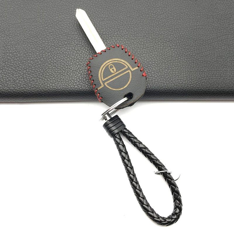 Верхний слой кожаный чехол для ключей Nissan Micra Almera Primera X-trail-Holder чехол для ключей автомобиля Fob 2 кнопки дистанционного управления