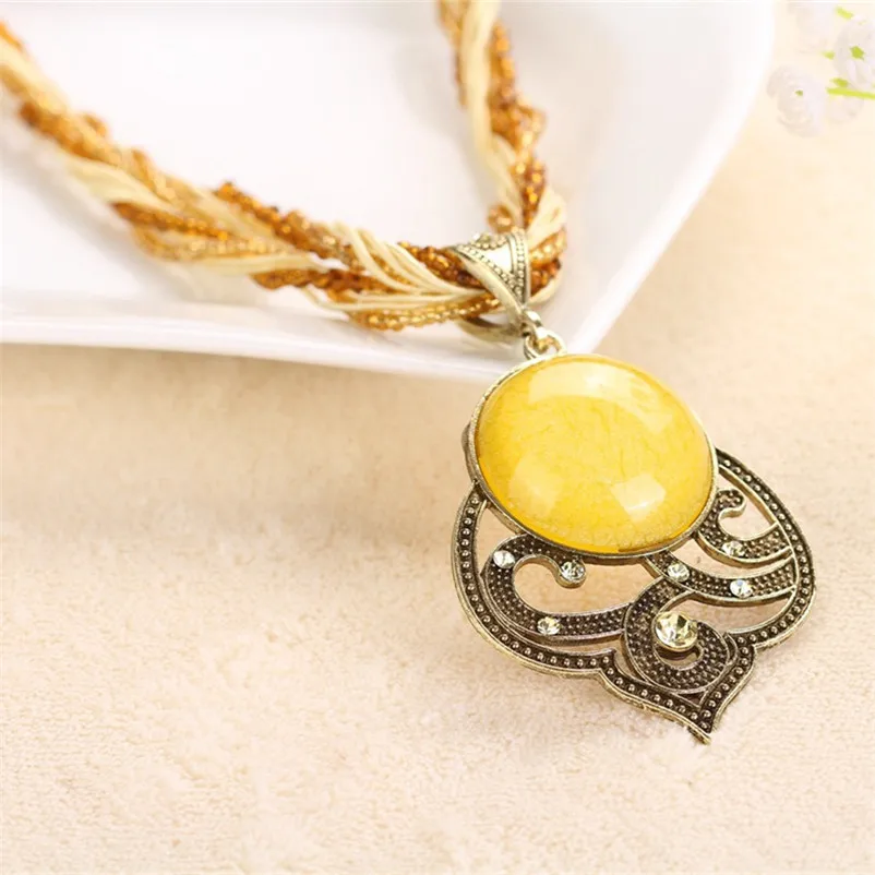Olaru Vintage Beads Round Flower Pendants Choker Necklace Bohemia Ethnic Female Statement Maxi Necklaces Woman Accessories Hot | Украшения