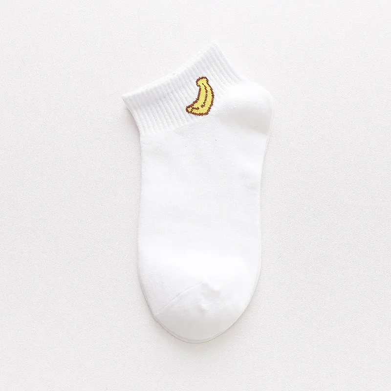 Banana Харадзюку, милые женские короткие носки, хлопок, повседневный стиль, купите две пары, получите один свободный персиковый банан, арбуз, носок с фруктами, мягкий - Цвет: Banana