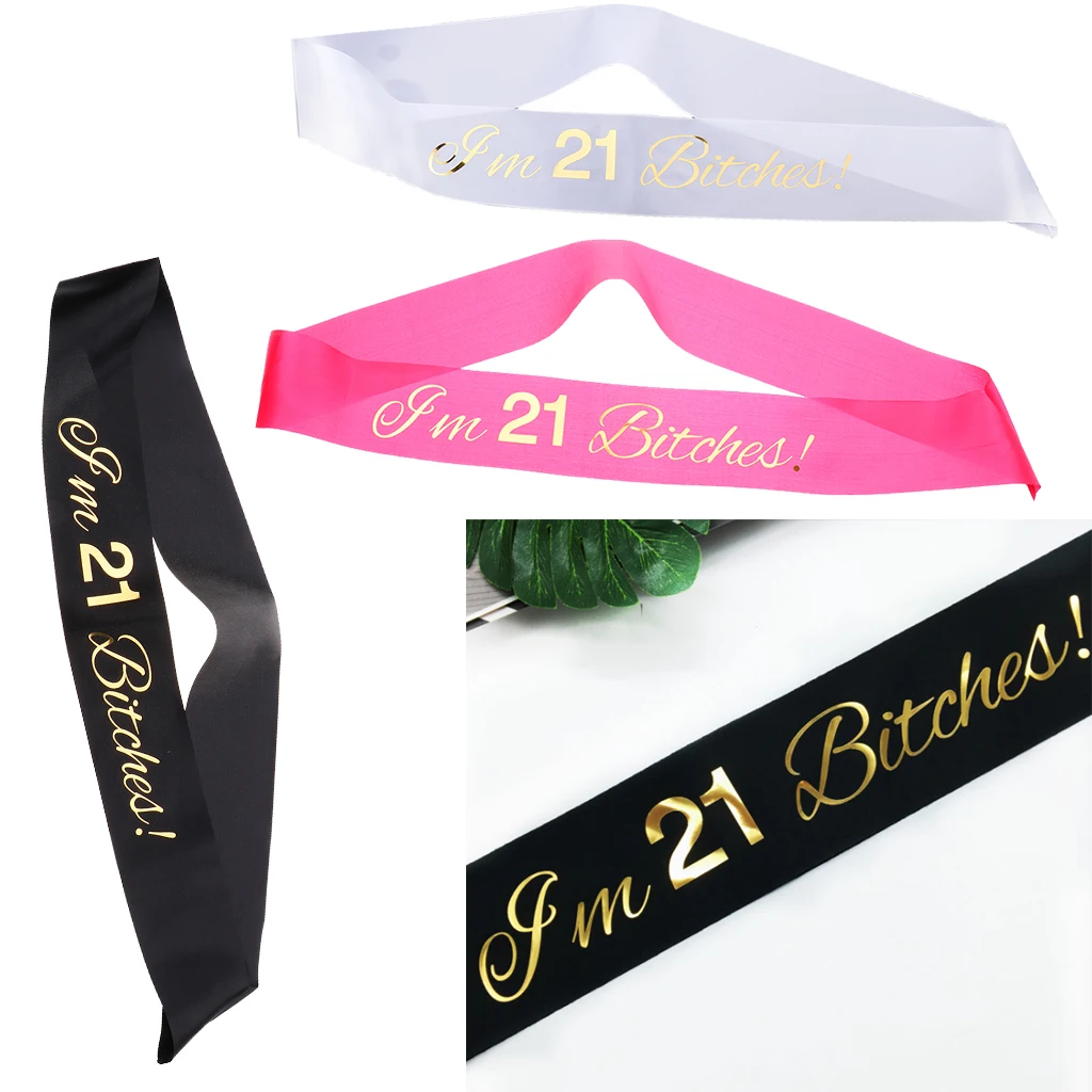 Модные атласные пояс День рождения сувениры с буквенным принтом I am 21 суки