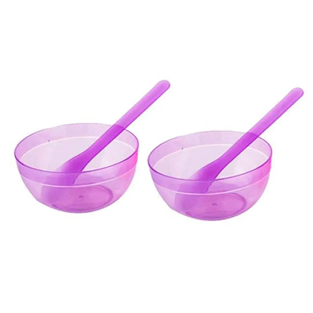 Purple 2 шт. маска чаша слизи контейнер Макияж Красота маска чаша домашний Пластилин контейнер DIY кисть для лица инструмент-ложка набор бытовой - Цвет: Purple