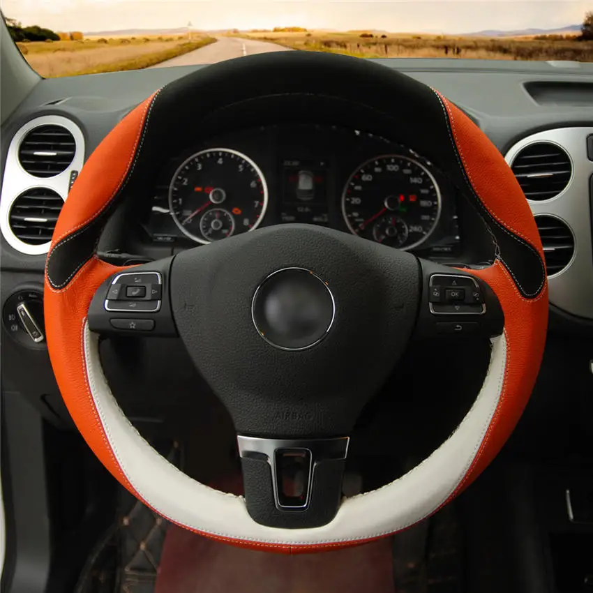 Style-03 MEWANT черный кожаный черный замшевый чехол на руль для Volkswagen VW Gol Tiguan Passat B7 Passat CC Touran Jetta Mk6 - Название цвета: Style-03