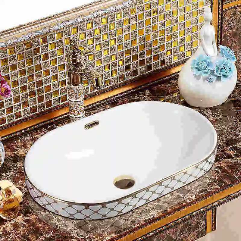 Фарфоровая художественная керамическая раковина ручной работы искусственная |