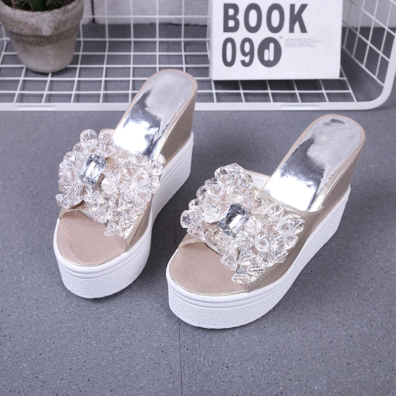 Женская обувь на толстой плоской платформе женские летние шлепанцы Вьетнамки со