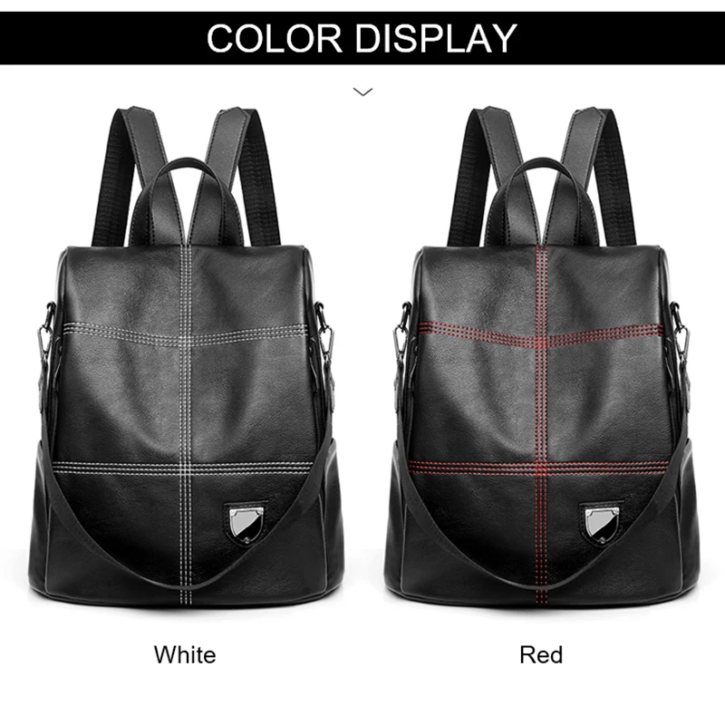 

Simple Women Backpack High Quality Youth Leather Backpacks School Style Teenage Girls New Female School Bag Lattice Mochila