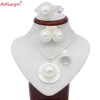 adixyn ethiopian necklacependantearringsringbangle jewelry sets silver color african eritrean wedding gifts n06156