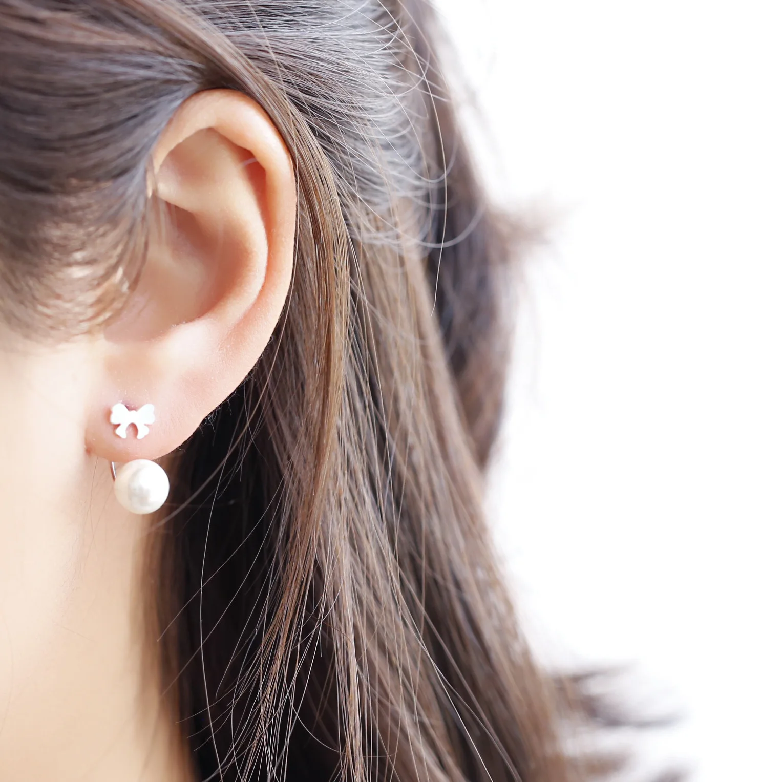 Лук Pearl 100% 925 стерлингов серебряные ювелирные изделия гипоаллергенный серьги для