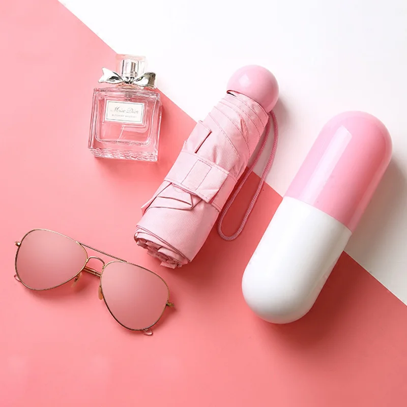 Мини Женский складной зонт от дождя женский солнца с защитой уф маленькие