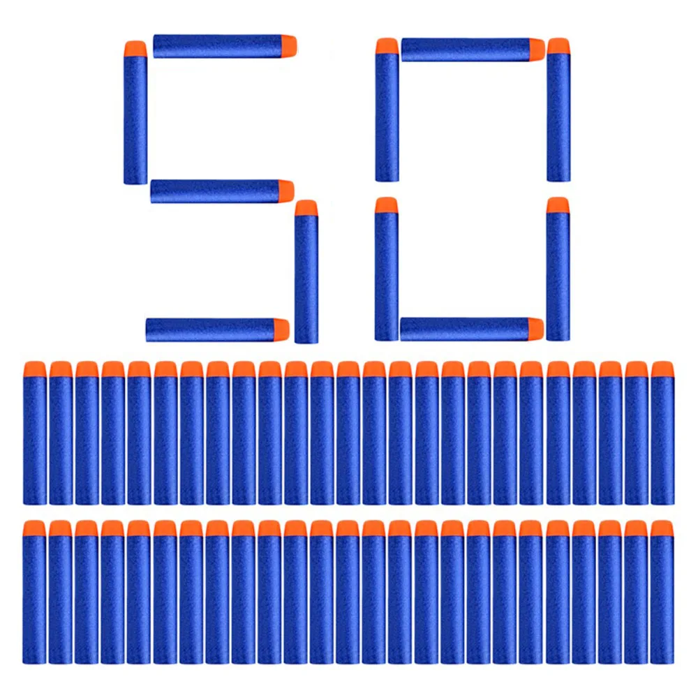 50pcs Blue 100 шт для пуль Nerf, мягкая полая головка 7,2 см, запасная игрушка дартс, пули для пуль серии Nerf, бластеры, рождественский подарок для детей - Цвет: 50pcs Blue