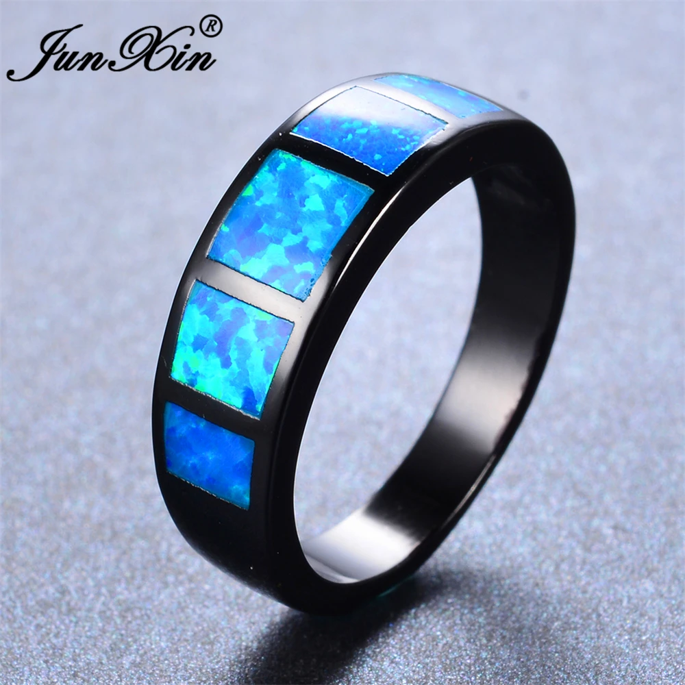 JUNXIN мужское женское кольцо с голубым огненным опалом винтажные Свадебные
