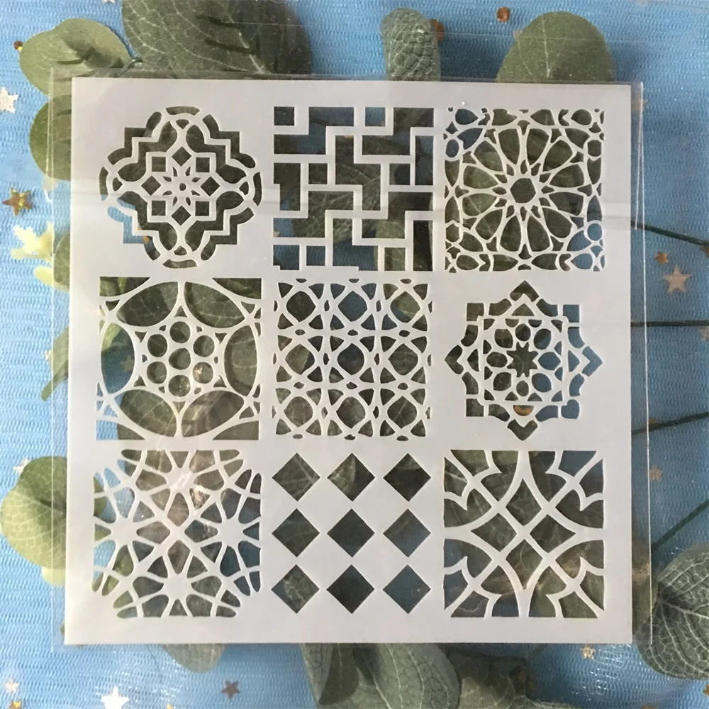 

2019 13cm Nine Grid Design DIY Layering Stencils Wall Painting Scrapbook Coloring Embossing Album Decorative Card Template