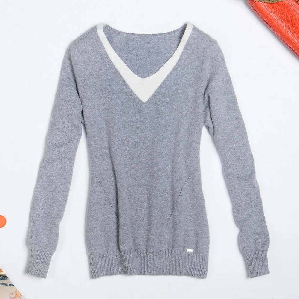 

ZHILI 2018 New Autumn Winter Women's V-Neck Cashmere Sweater