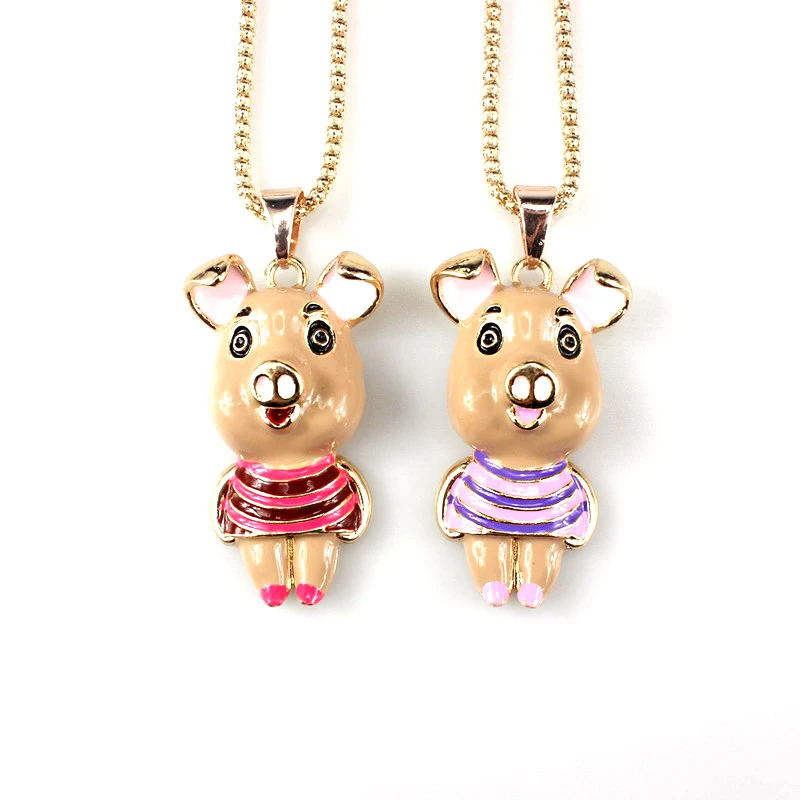 Простой новейший популярный мультяшный кулон с милым животным поросенком