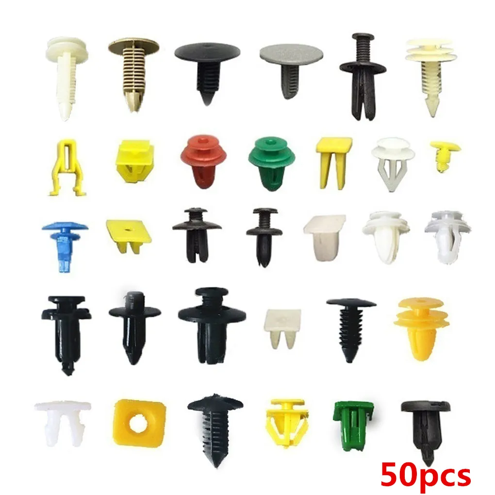 50pcs 100 шт смешанный Автомобильный крепеж, автомобильный бампер, фиксатор, заклепка, дверная панель, подкрылок, универсальный, подходит для всех автомобилей - Название цвета: 50pcs