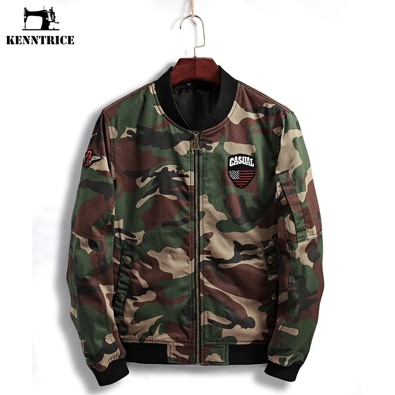 Kenntrice камуфляж куртка Курточка бомбер Для мужчин мотокуртки осень 2017 пальто