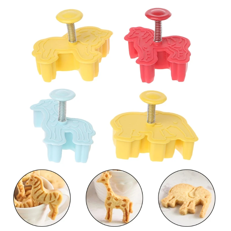 4 шт. 3D животных Пластик формы для печения Fondant(сахарная) формочка для кексом Инструменты для выпечки, сделай сам