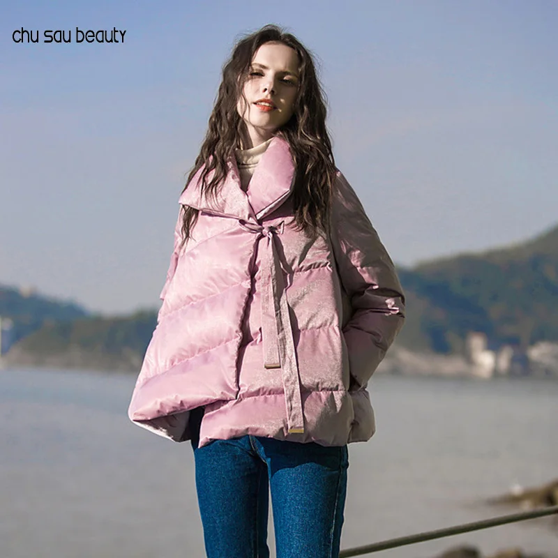 Pink Модные женские куртки, свободная парка, теплые зимние женские пальто, повседневные утолщенные парки, женские куртки с отложным воротником размера плюс - Цвет: Pink
