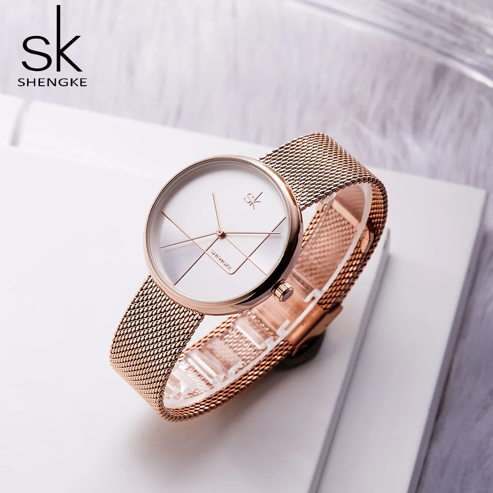 Shengke New Luxury Women Watches Ladies Mesh Steel Watch Women's Bracelet Wristwatch Relogio Feminino Female Clock Montre Femme |