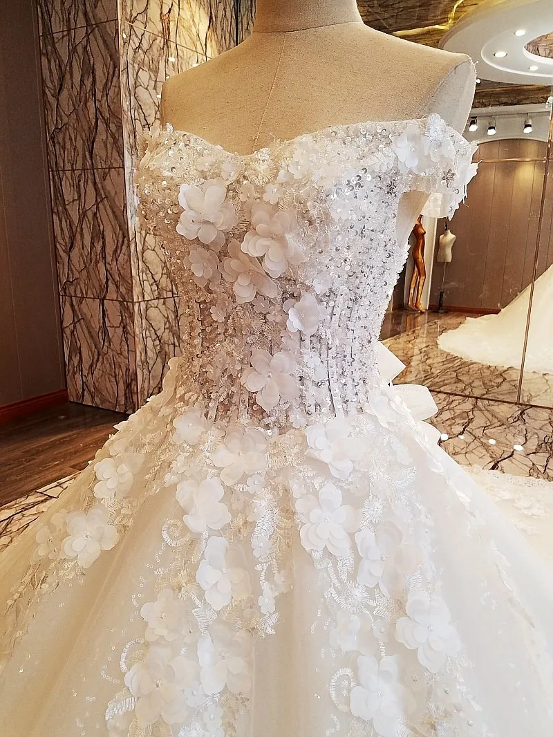 Свадебные настоящая фотография бальное платье Sweety зашнуровать вышивка