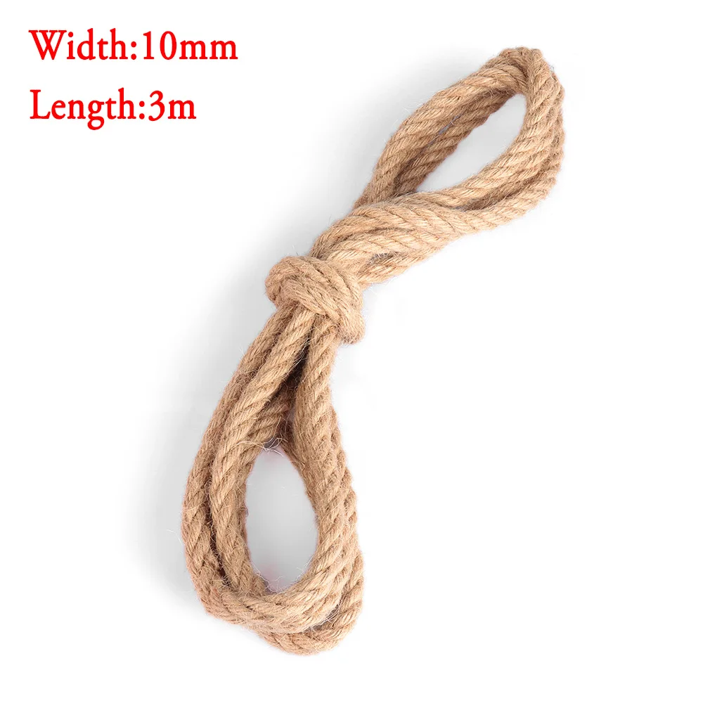 Width 10mm Length 3M 3/5 м джутовые веревки шпагат натуральный пеньковый шнур шпагат нить для скандинавского домашнего декора кошка домашнее животное Когтеточка игрушки ремесла вечерние украшения для упаковки - Цвет: Width 10mm Length 3M