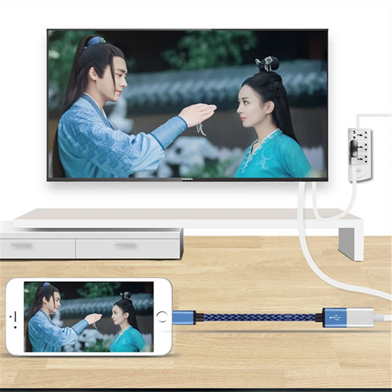 High Quality USB to HDMI Converter 1080P HDTV Digital AV Adapter Video Cable for iPhone XR XS max 8 7 6s Android Phones | Электроника