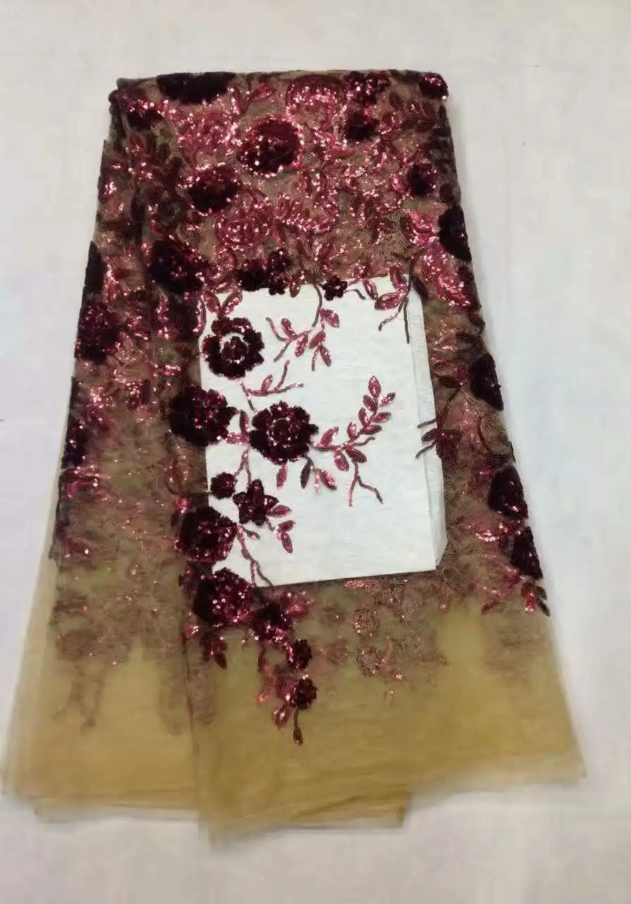 2017 новейший дизайн ручной работы африканская органза кружевная ткань fushia Цвет