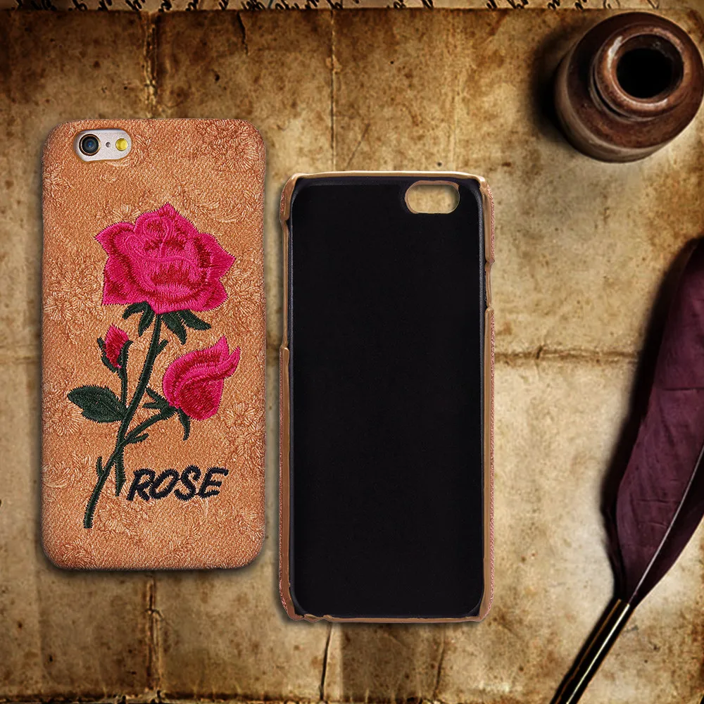 KISSCASE Emboss Rose Patterned Case For iPhone 7 8 6S 6 Plus Back Cover Floral Phone 5S 5 SE Embroidery Shell |