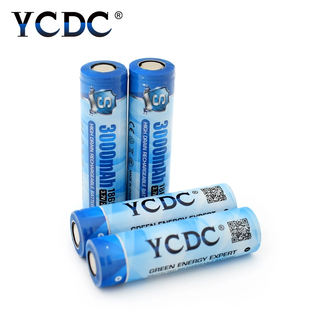 YCDC 2-20 шт 18650 литий-ионная аккумуляторная батарея 3000mAh 3,7 v 20A разрядка высокодренажные литиевые батареи для электронной сигареты