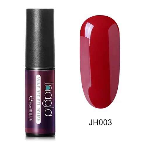 JH003 Inagla, цвет красного вина, Гель-лак для ногтей, 36 цветов, замачиваемый, УФ светодиодный Гель-лак, покрытие, цветной лак, долговечный гель, 5 мл, соска, эмалевый гель - Цвет: JH003