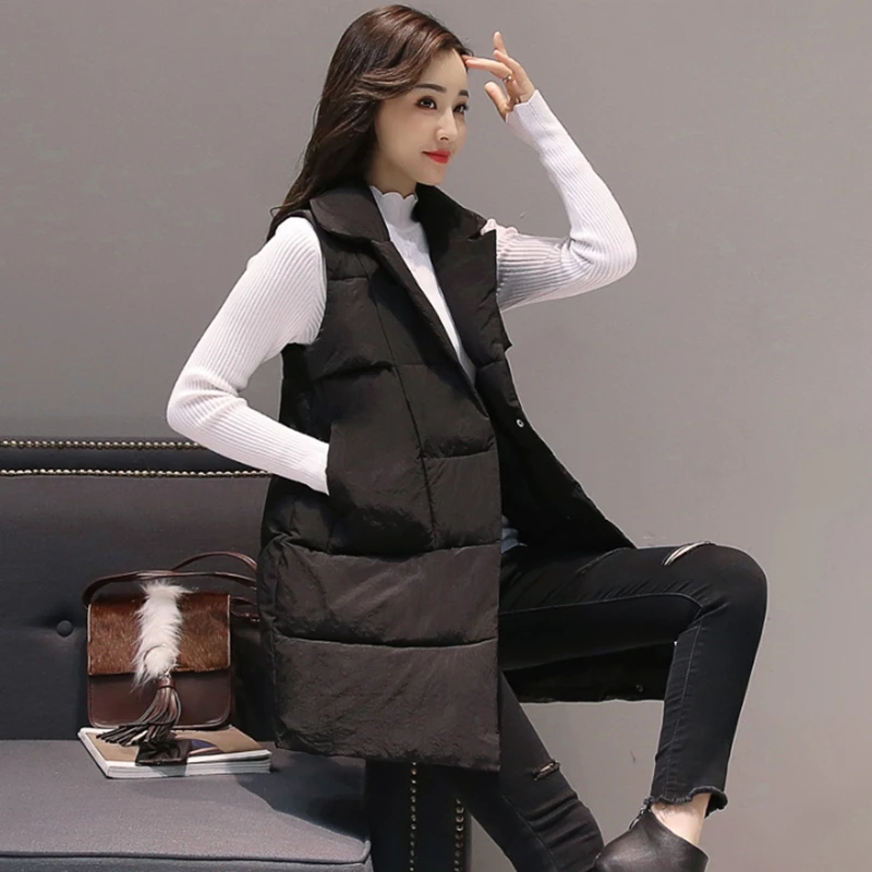 Женский Теплый жилет средней длины осенне-зимняя парка с хлопковой подкладкой